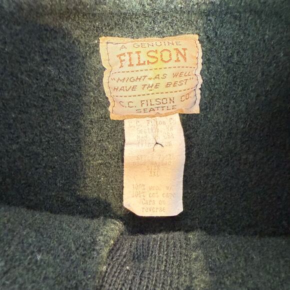 VTG Filson Henley Guide Sweater Mens XXL Green Wool Wax Shoulders Shooting 711 - Picture 5 of 8